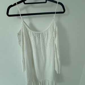 BCBGMaxAzria White Lace-Trim Spaghetti Strap Camisole